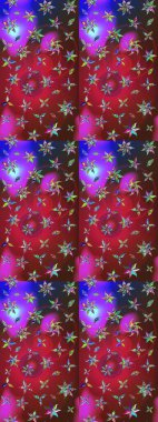 Çiçek tasarımı için inanılmaz bir kolaj cenneti tarzı. Parlak çiçekli kolaj çiçekleri kırmızı ve mor. Çiçekli zambaklar eskiz arka planı.