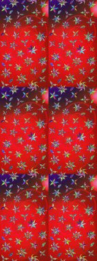 3D çiçekler, eskiz. Raster illüstrasyonu. Kırmızı ve kahverengi renklerde.