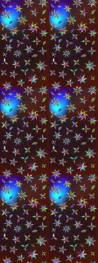 Kahverengi ve mavi renkli çiçekler. Raster illüstrasyonunda çiçek deseni çizimi.