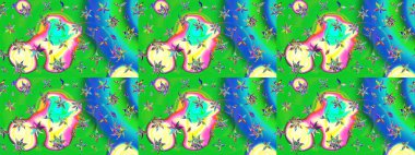 Parmak izi, kumaş, duvar kâğıdı, tekstil için raster dokusu. Nakış desenli çiçek deseni. Renkli grunge, koyu yeşil ve mavi çiçeklerle soyut arkaplanı zenginleştir.