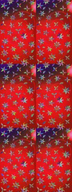 Küçük çiçekte güzel bir desen. Küçük renkli çiçekler. Kırmızı ve kahverengi çiçekli bahar çiçekleri. Moda baskıları için zarif bir şablon. Motley illüstrasyonu.