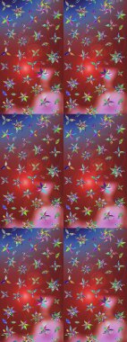 Moda baskıları için zarif bir şablon. Modern çiçek arkaplanı. Halk tarzı. Parlak renkli çiçekleri olan ve kahverengi ve kırmızı renkte yaprakları olan inanılmaz bir çiçek deseni..