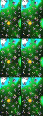 Düz Çiçek Elementleri Tasarımı. Raster. Renkli Bahar Teması çizim şablonu.