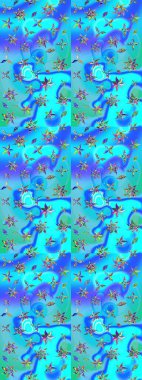 Çiçek arkaplan. Çiçekli tebrik kartı. Mavi ve yeşil renklerde. Suluboya çiçek buketi. Raster illüstrasyonu. Doğum günü kartı ya da düğün davetiyesi.