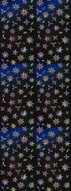 Raster illüstrasyonundaki çiçek desenli çizim. Suluboya tarzında gri ve mavi renkte çiçekler.