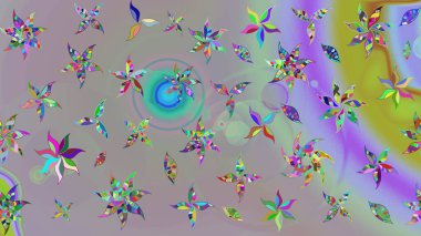 Gri ve nötr renkte çiçekler. Raster illüstrasyonunda çiçek deseni çizimi.