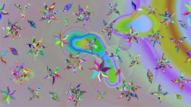 Raster illüstrasyonu. Küçük çiçekteki sevimli çiçek deseni. Gri ve nötr renkte çiçekler.