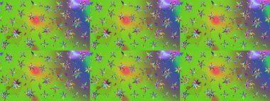 Yeşil ve menekşe renginde zarif çiçek buketi suluboya. Renkli Bahar Teması eskiz kalıbı. Raster illüstrasyonu. Düz Çiçek Elementleri Tasarımı.