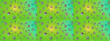 Güzel kumaş deseni. Renkli Yaz Temalı eskiz kalıbı. Düz Çiçek Elementleri Tasarımı. Raster illüstrasyonunda çiçek deseni çizimi.