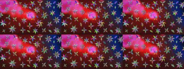 Üst manzara, yumuşak kahverengi ve kırmızı renk tarzı. Manzaralı çiçek deseni. Sevgililer günü ve tebrik kartı konsepti için şık bir davetiye. Çiçek kompozisyonu, el boyası, hassas şablon..