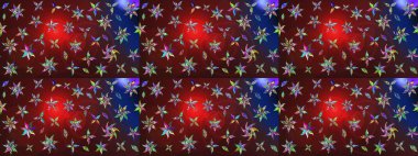 Çiçekli karalama şeklinde Raster çiçek deseni. Nazikçe, güzel çiçek arkaplanı. Kahverengi ve kırmızı renkte çiçekler.