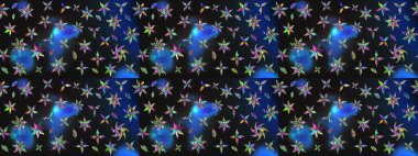 Gri ve mavi el çizimi desen. Raster deseni. Sanat ilham verici ve mavi tarzı çiçekler ve arkasında iz bırakır. Karalama çiçekleri çizim deseni.