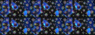 Gri ve mavi renkte çiçekler. Raster illüstrasyonunda çiçek deseni çizimi.