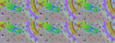 Düz Çiçek Elementleri Tasarımı. Renkli Yaz Temalı eskiz kalıbı. Gri ve nötr renkte çiçekler. Raster illüstrasyonunda çiçek deseni çizimi.