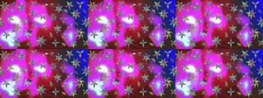 Mor ve mavi renkte etnik çiçeklerle süslenmiş zarif bir eskiz deseni. Raster Çiçek İllüstrasyonu güzel tekstil..