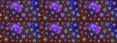 Raster illüstrasyonu. Menekşe ve mor kıvırcık çiçekler mor ve mor renkte şekillenir. Klasik çiçek tasarım elementleri.