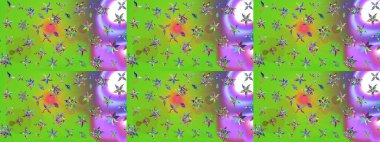 Düz Çiçek Elementleri Tasarımı. Renkli Bahar Teması eskiz kalıbı. Yeşil ve mor renkli çiçekler. Raster illüstrasyonunda çiçek deseni çizimi.