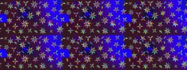 Tropik çiçekler. Gömlek, arka plan modelini çiz. Kahverengi ve mavi renkte çiçekler.