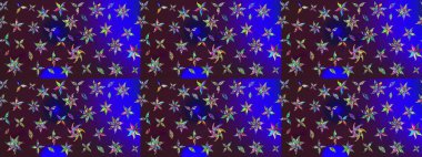 Kahverengi ve mavi lale çiçekli Raster eskiz deseni. Karşılama ya da düğün geçmişi olarak kullanılabilir. Doğal kozmetik ürünleri, parfüm, çiçekçi dükkanı için bahar ihalesi tasarımı. Paket kağıdı için en iyisi..