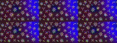 Renkli Bahar Teması eskiz kalıbı. Düz Çiçek Elementleri Tasarımı. Raster Modaya uygun kumaş deseni. Kahverengi ve mavi renkli şirin çiçek deseni.