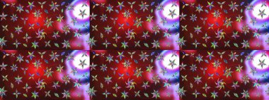 Raster çiçek desenleri çiziyor. Vadinin çiçekleri kahverengi ve kırmızı renklerde.