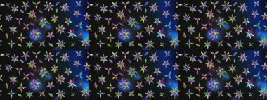 Raster çiçek desenleri çiziyor. Vadinin çiçekleri gri ve mavi renklerde.