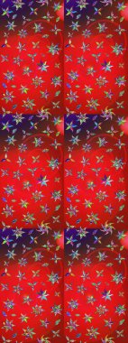 Çiçek duvar kâğıdı. Çiçek arkaplan. Kırmızı ve kahverengi renkli şirin tekstil tarzında. Renkli çizim kalıbı. Raster illüstrasyonu.