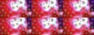 Raster - stok. Kırmızı ve pembe çiçekli eskiz deseni, suluboya çiçek deseni, sevimli çiçek, duvar kağıdı, kart veya kumaş için fayanslı.