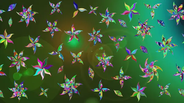 Düz Çiçek Elementleri Tasarımı. Süslü kumaş deseni. Renkli Bahar Teması eskiz kalıbı. Raster illüstrasyonunda çiçek deseni çizimi.