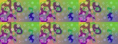 Modaya uygun kumaş deseni. Sevimli çiçek raster deseni. Renkli Yaz Temalı eskiz kalıbı. Düz Çiçek Elementleri Tasarımı.