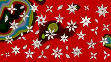 Küçük çiçekli yay deseni çiz. Raster illüstrasyonu. Suluboya stilinde kırmızı ve nötr renkler üzerine.