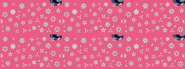 Küçük çiçekte hoş bir çiçek deseni var. Pembe ve parlak çiçekli nötr renkler üzerine soyut çizim deseni. Çiçek elementli zarif raster dokusu..