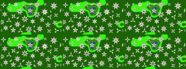 Raster illüstrasyonu. Raster deseni. Küçük çiçekteki sevimli çiçek deseni. Soyut çiçek çizim kalıbı arka planı. Yeşil ve nötr renklerde.