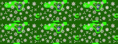 Raster illüstrasyonu. Raster deseni. Küçük çiçekteki sevimli çiçek deseni. Soyut çiçek çizim kalıbı arka planı. Yeşil ve nötr renklerde.