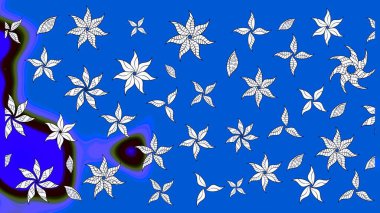 Halk tarzı. Parlak renkli çiçekleri olan ve mavi ve nötr renklerde yaprakları olan harika bir çiçek deseni. Modern çiçek arkaplanı. Moda baskıları için zarif bir şablon.