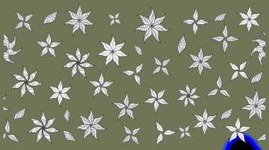 Tekstil tasarımı için yeşil ve beyaz renkli geleneksel halk çiçekleri buketi. Üzerinde gelincikler ve vadi zambakları olan renkli çiçek desenli nakış..