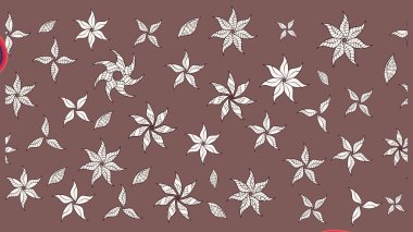 Çiçeksel çizim kalıbının yansıması. Vadinin çiçekleri kahverengi ve nötr renklerde.