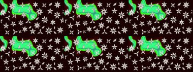 Düz Çiçek Elementleri Tasarımı. Raster Illustrasyon 'daki Çiçek Deseni' nin son moda çizimi. Renkli Yaz Temalı eskiz kalıbı. Güzel kumaş deseni.