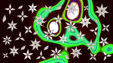 Moda baskıları için zarif bir şablon. Küçük renkli çiçekler. Siyah ve yeşil çiçekli bahar çiçekleri. Motley illüstrasyonu. Küçük çiçekte şirin desenler.