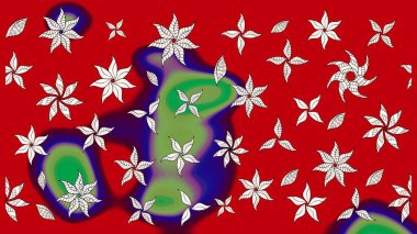 Kırmızı ve nötr renklerde etnik çiçeklerle süslenmiş zarif bir eskiz. Raster Çiçek İllüstrasyon Şirin Tekstil.