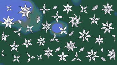 Eski usul. Tomurcukları papatya çiçekleri olan sevimli bir çiçek deseni. Kumaş, tekstil, duvar kağıdı baskısı için. Eskiz geçmişi. Miles Fleur, süslü püslü bir süs. Raster illüstrasyonu.