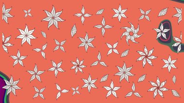 Çiçekli el çizimi çizimi deseni. Modern gelişim turuncu ve nötr raster arka plan duvar kâğıdı resimleme klasik çizgili iz sürme desenli çiçekler, çiçekli süsler.