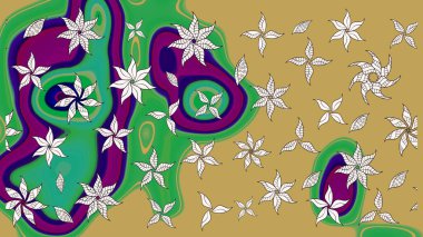 Taslak dekoratif arka plan, çiçek mandala. Sarı ve yeşil renklerde. Çiçek. Raster illüstrasyonu.