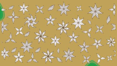 Tekstil, kumaş, ambalaj, hatıra defteri için hoş bir çiçek arkaplanı. Sarı ve nötr arkaplanda. Elle çizilmiş çiçek desenli Raster çizimi. Çocuksu tasarım.