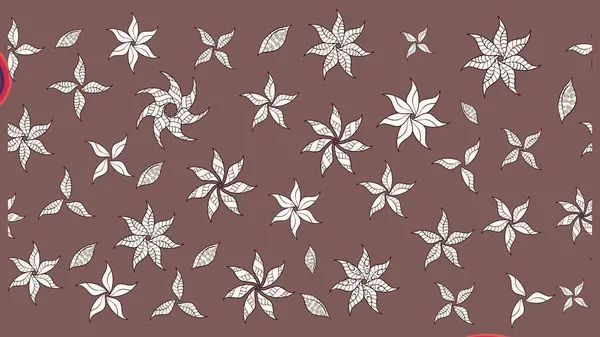 Çiçeksel çizim kalıbının yansıması. Vadinin çiçekleri kahverengi ve nötr renklerde.