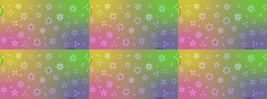 Ağaç dallı bahar çiçekleri ile desen, nötr ve yeşil renkler ile çiçek silueti. Raster deseni.