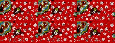 Kibar, yaz çiçekleri kırmızı ve nötr renklerde. Çiçekli karalama şeklinde Raster çiçek deseni. Raster illüstrasyonu.