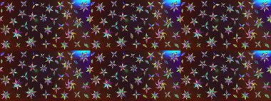 Çiçekli karalama şeklinde Raster çiçek deseni. Kahverengi ve mor renkli çiçekler. Yumuşak, yaz çiçekli arka plan.