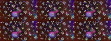 Raster illüstrasyonu. Tekstil veya kitap kapakları, imalat, duvar kağıtları, baskı, hediye paketi ve yapıştırma kitabı için çiçek eskizi geçmişi. Küçük ölçekli çiçeklerdeki basit sevimli desen.