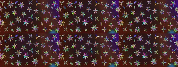 Raster illüstrasyonundaki çiçek desenli çizim. Kahverengi ve mor renkte çiçekler.